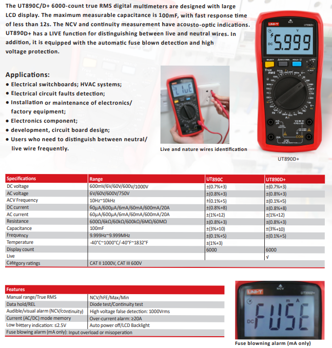 UNI-T UT890D+ 數位萬用表:圖片 3